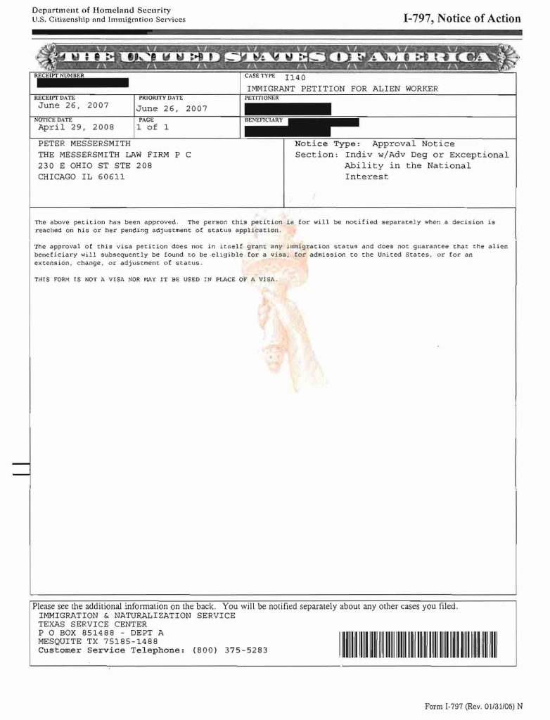 Immigration Approval 2002-2008 - Form I-140 | I-130 | I-129 | I