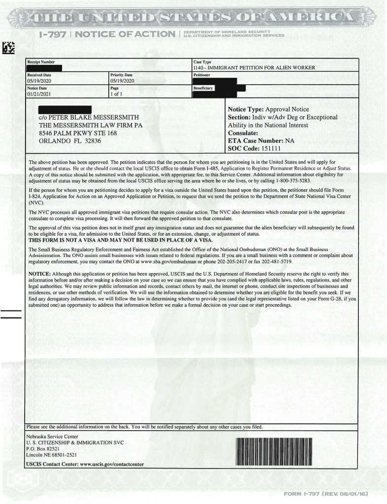 Immigration Approval - Form I-140 | I-130 | I-129 | I-539 | I-485