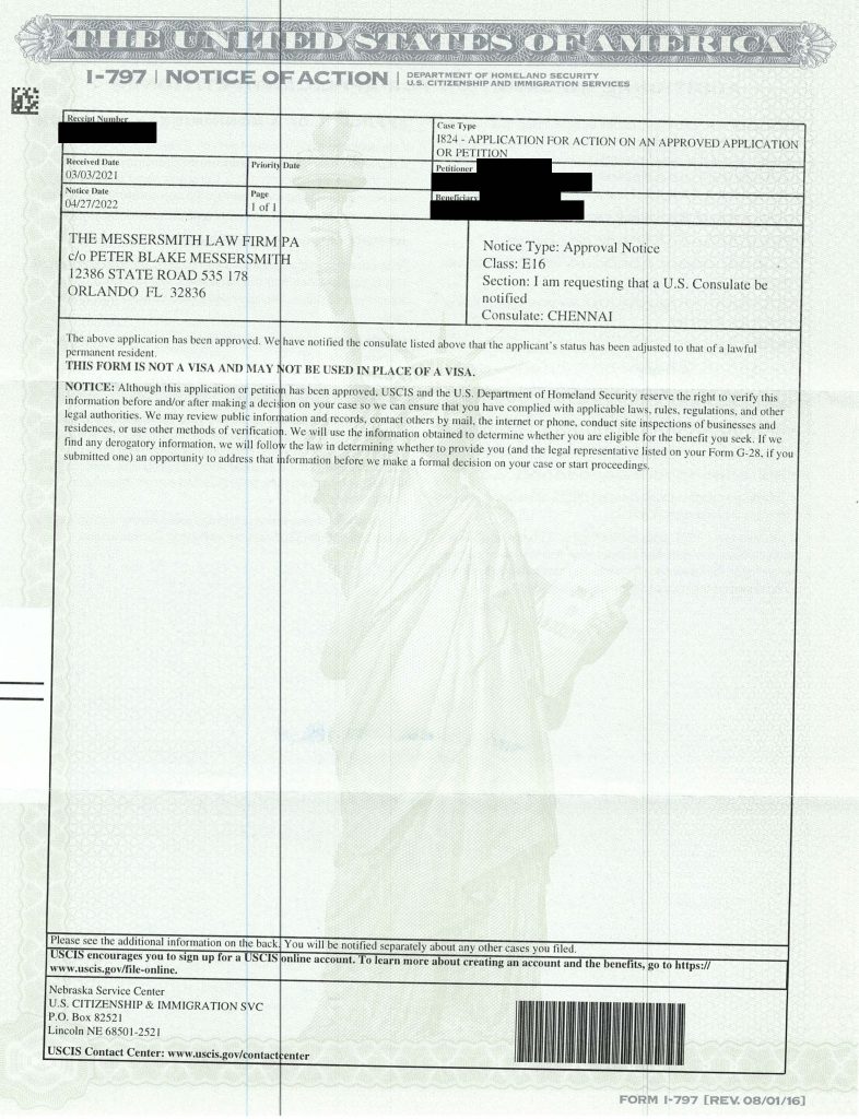 Immigration Approval - Form I-140 | I-130 | I-129 | I-539 | I-485
