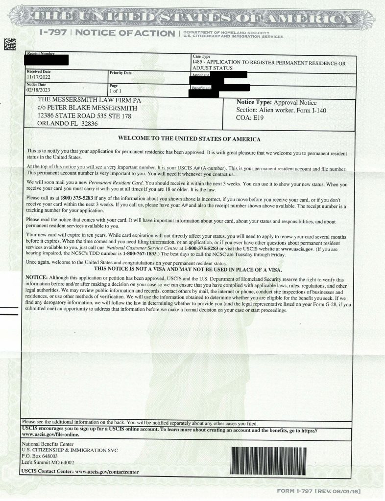 Immigration Approval - Form I-140 | I-130 | I-129 | I-539 | I-485